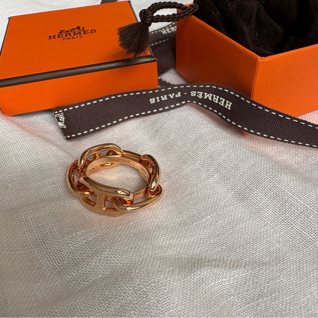 Hermes Regate Scarf 90 Ring In Rose Gold